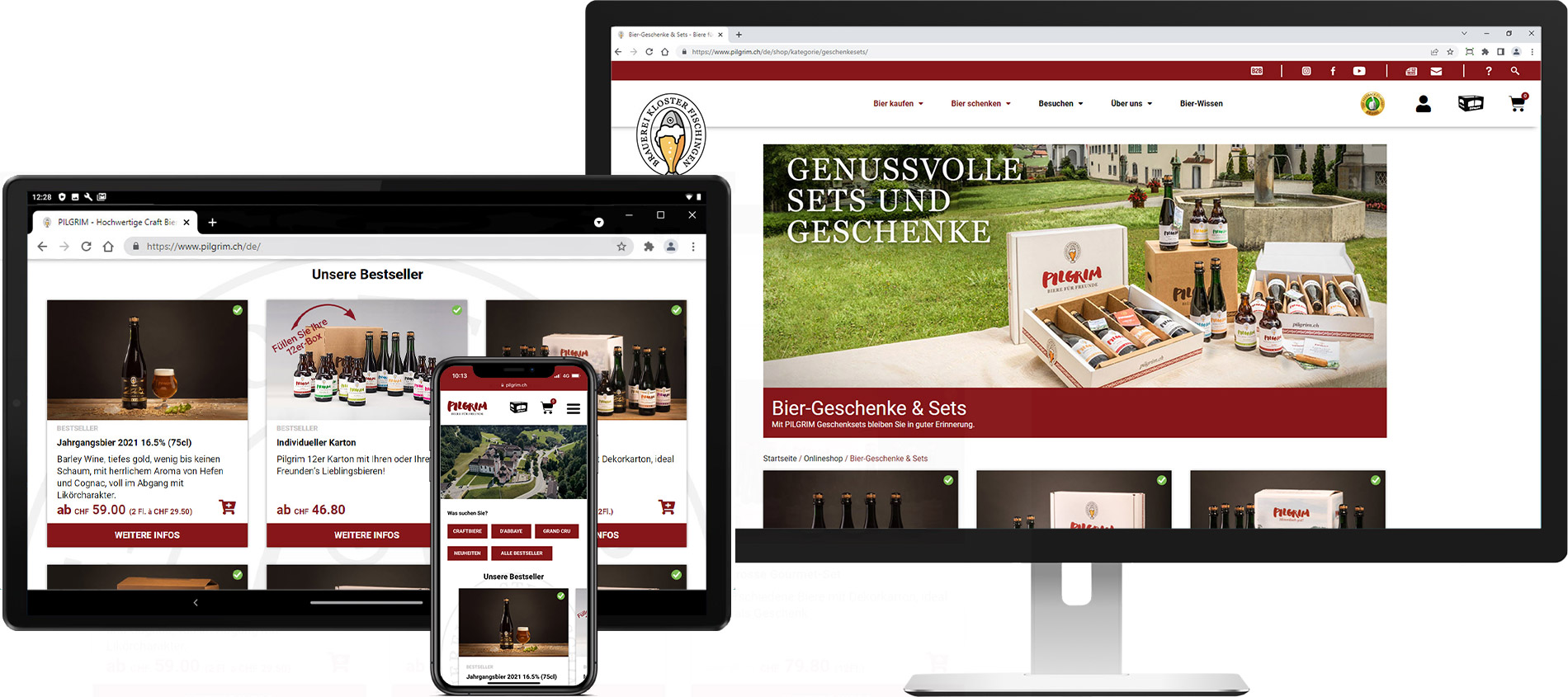 Responsive Ansicht www.pilgrim.ch