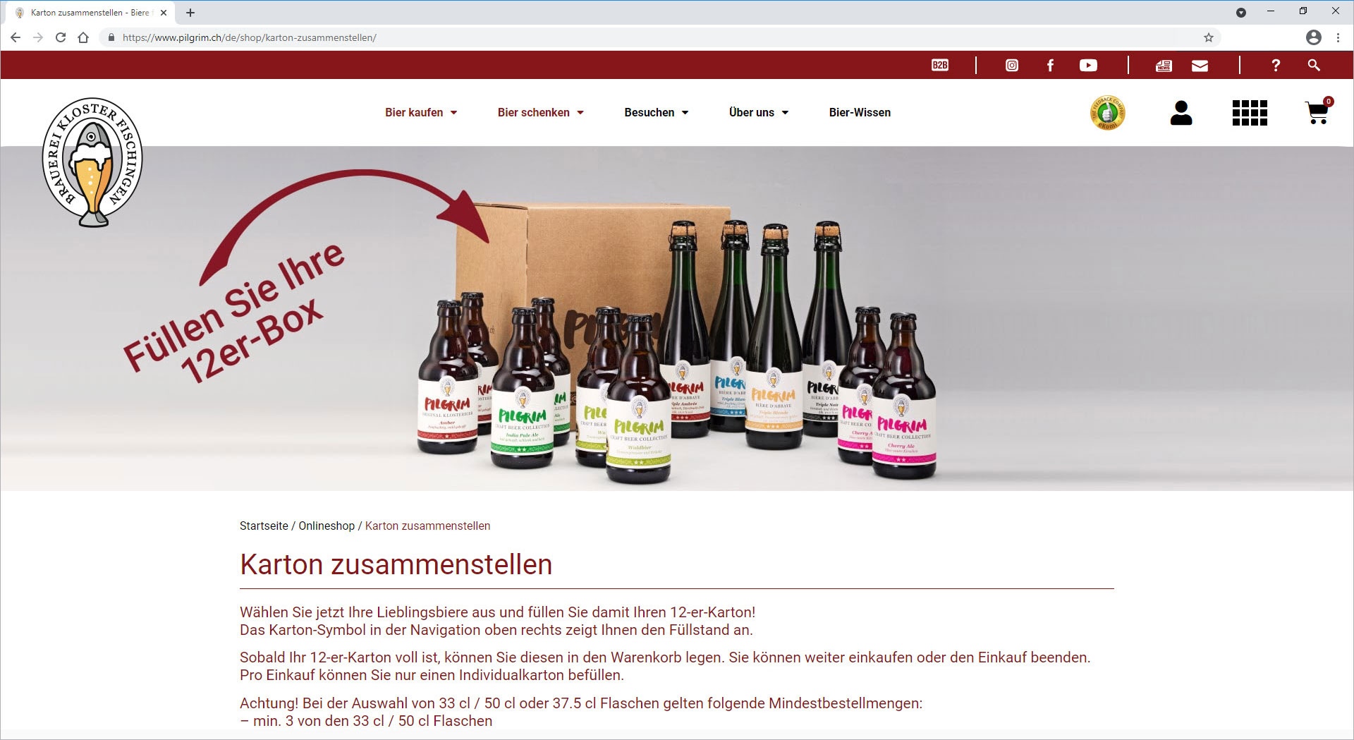 Karton zusammenstellen auf www.pilgrim.ch