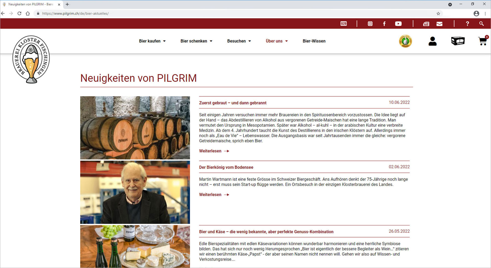 Neuigkeiten auf www.pilgrim.ch