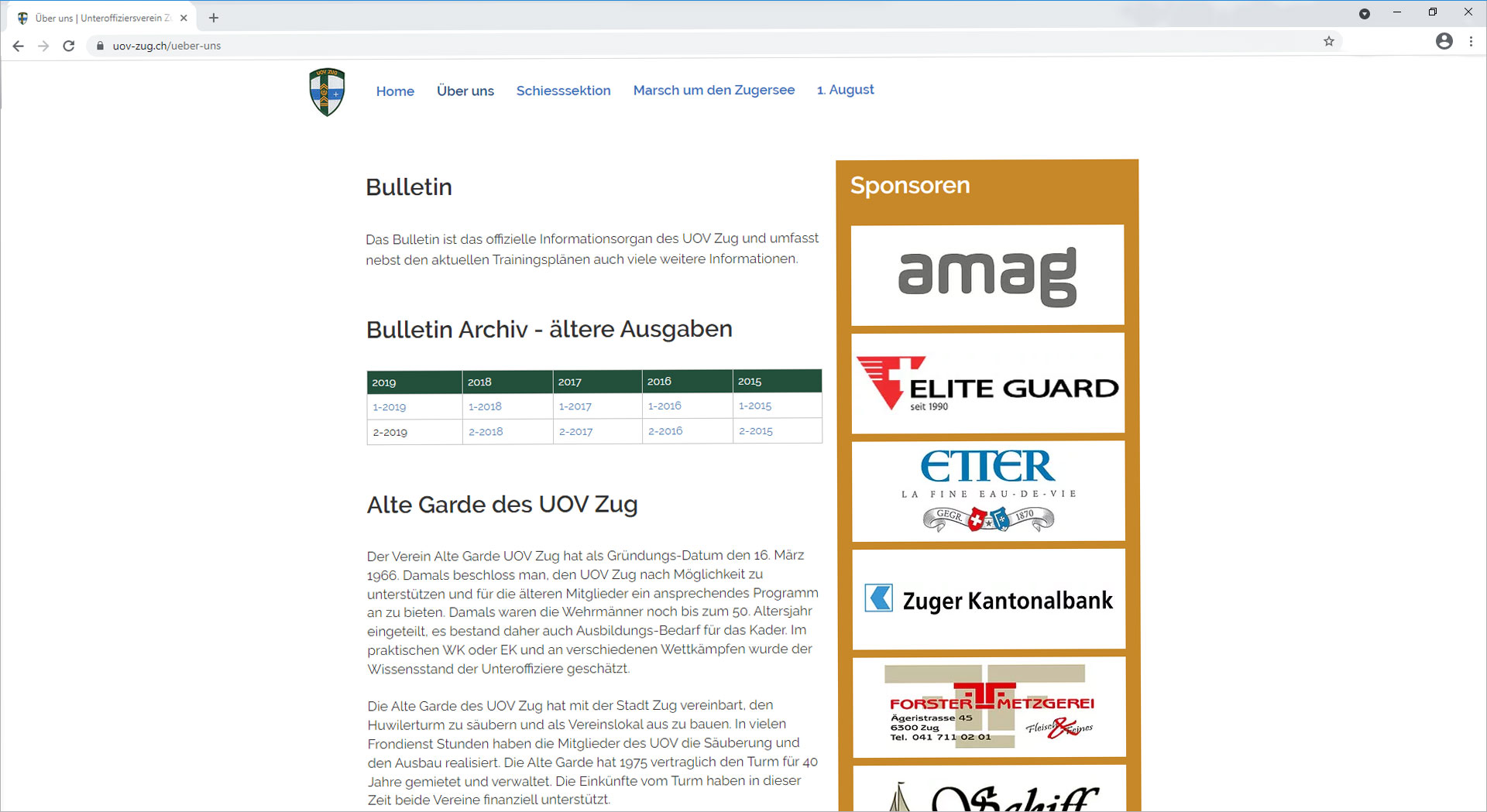 Bulletin auf www.uov-zug.ch