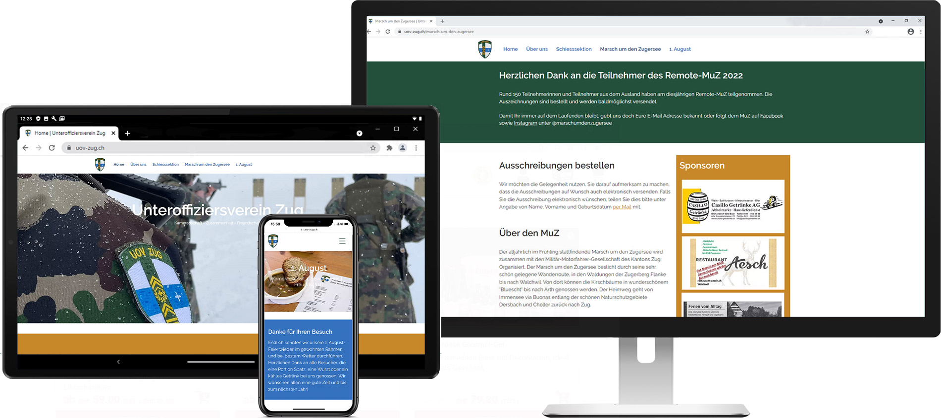 Responsive Ansicht www.uov-zug.ch