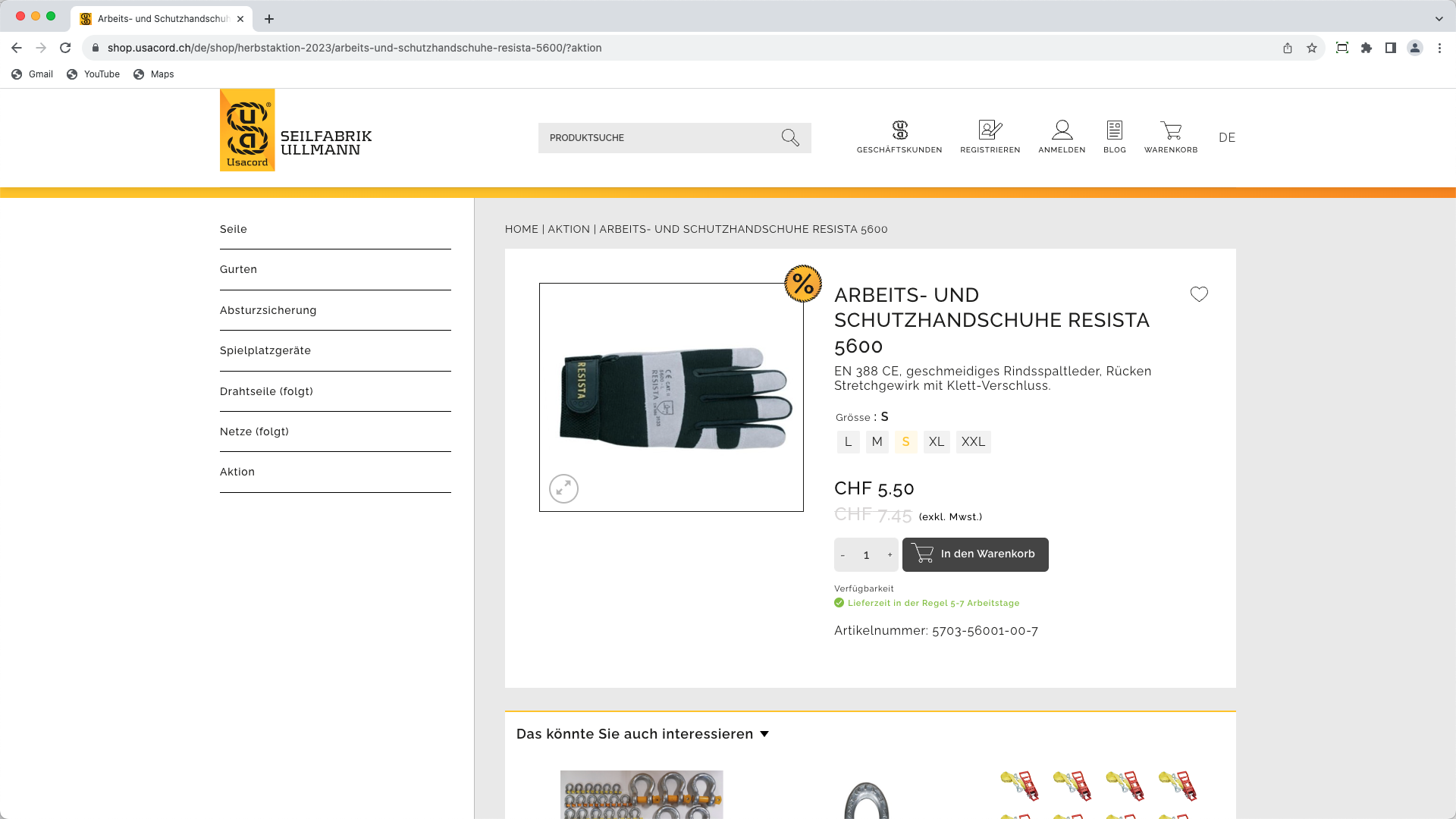 Online-Shop shop.usacord.ch