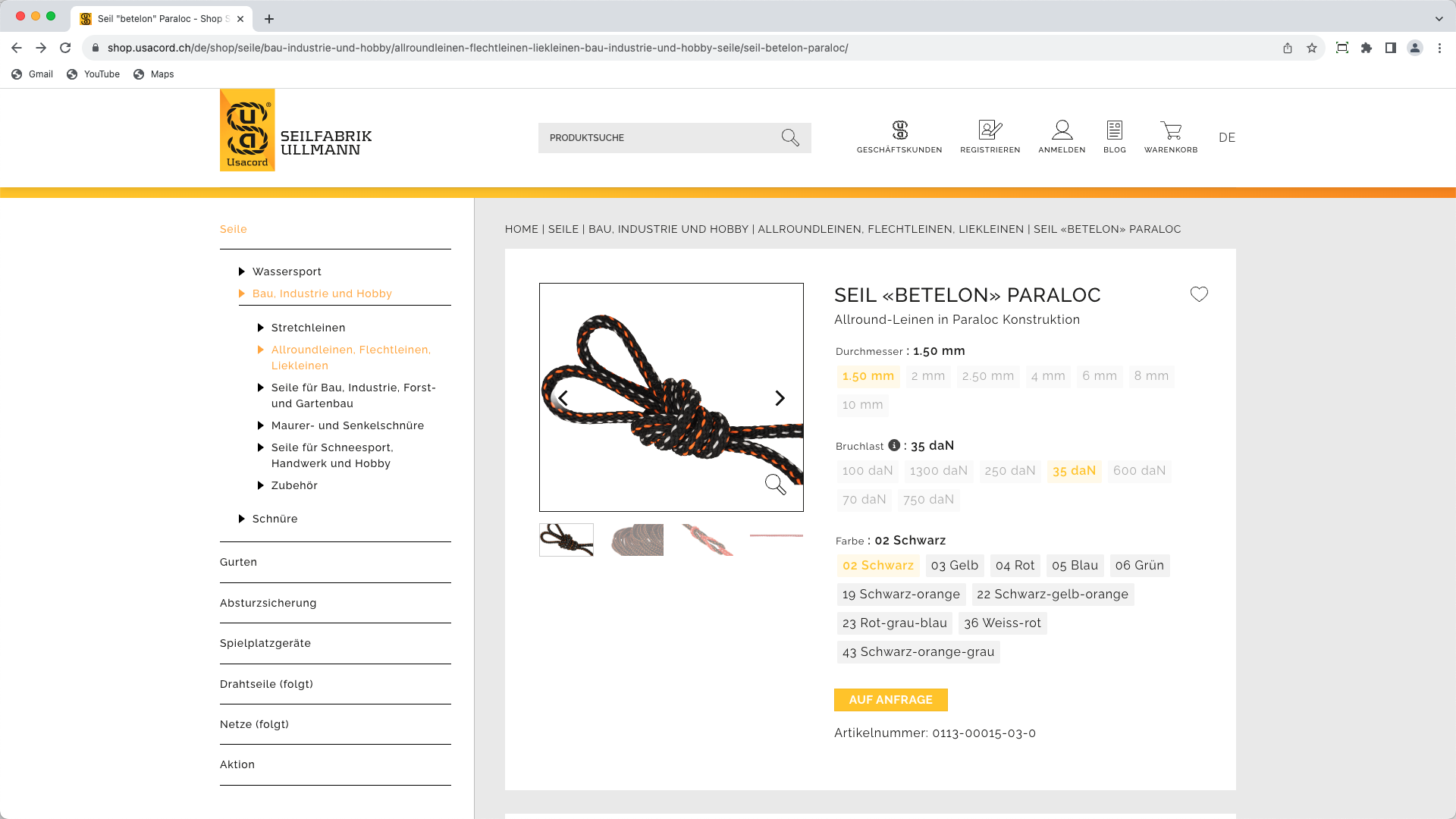 Neuer Online-Shop für Seile: shop.usacord.ch
