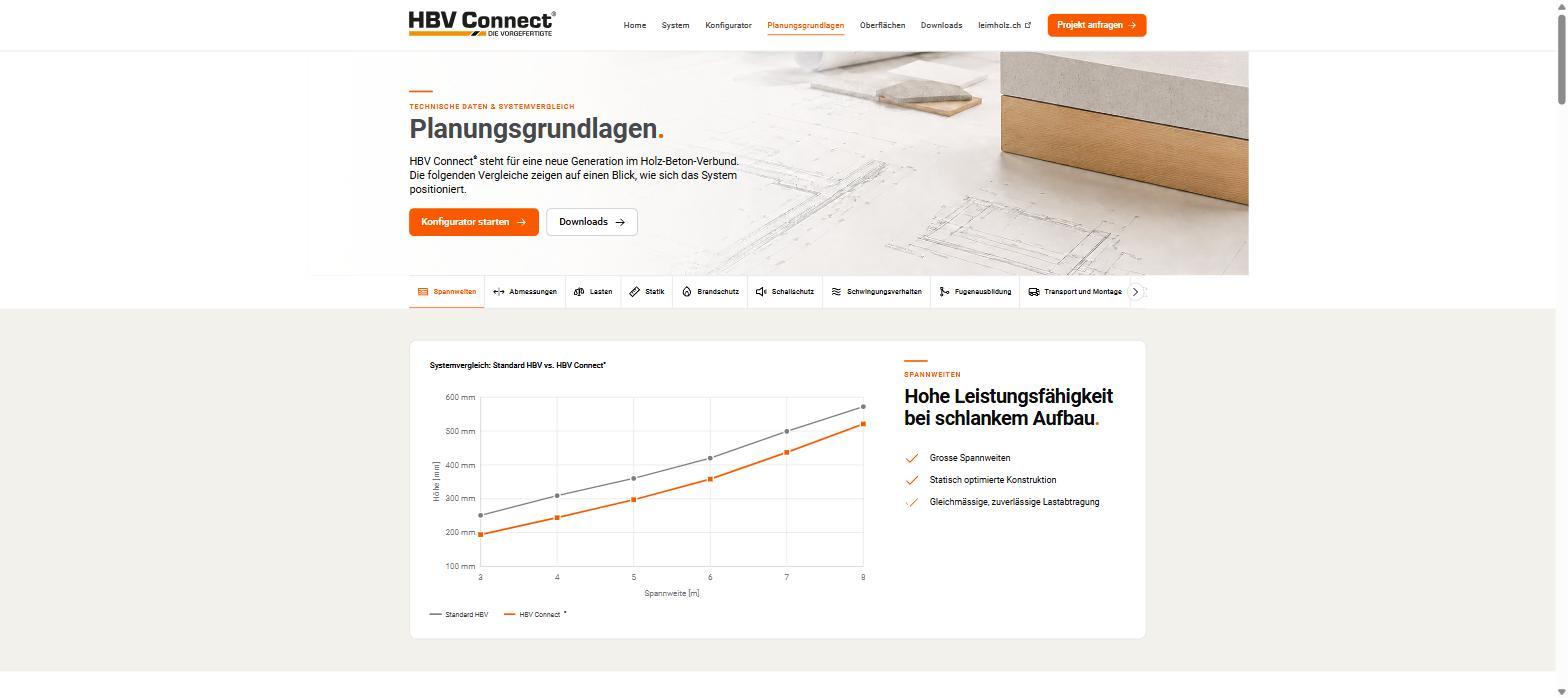 Planungsgrundlagen mit Systemvergleich der Spannweiten