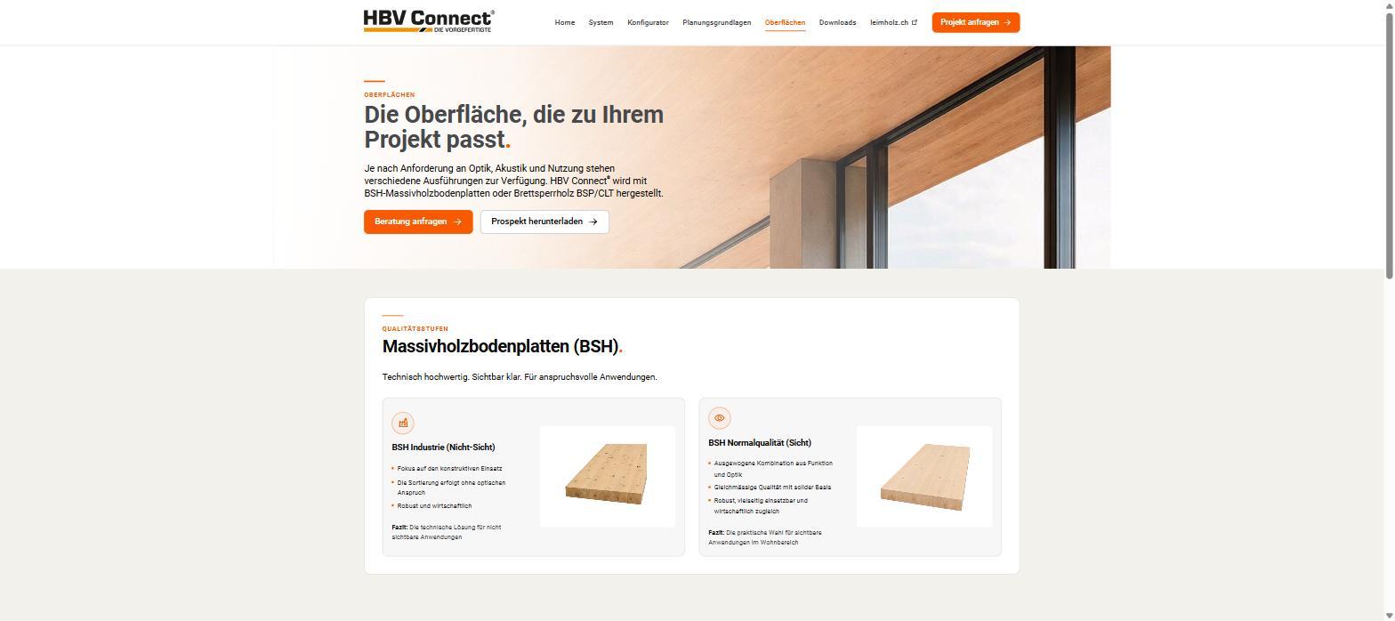 Seite Oberfl&auml;chen mit den Qualit&auml;tsstufen der Massivholzbodenplatten