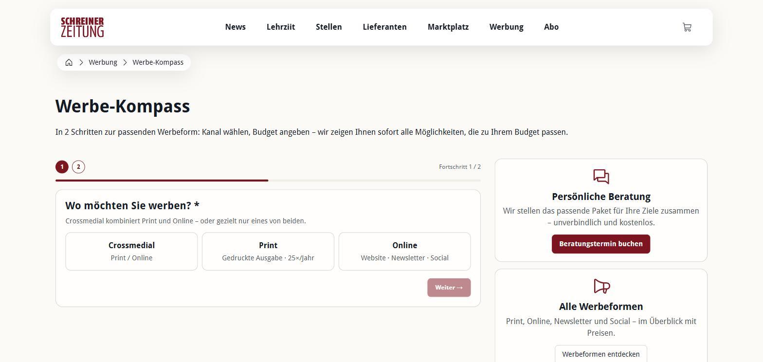 Werbe-Kompass: in zwei Schritten zur passenden Werbeform