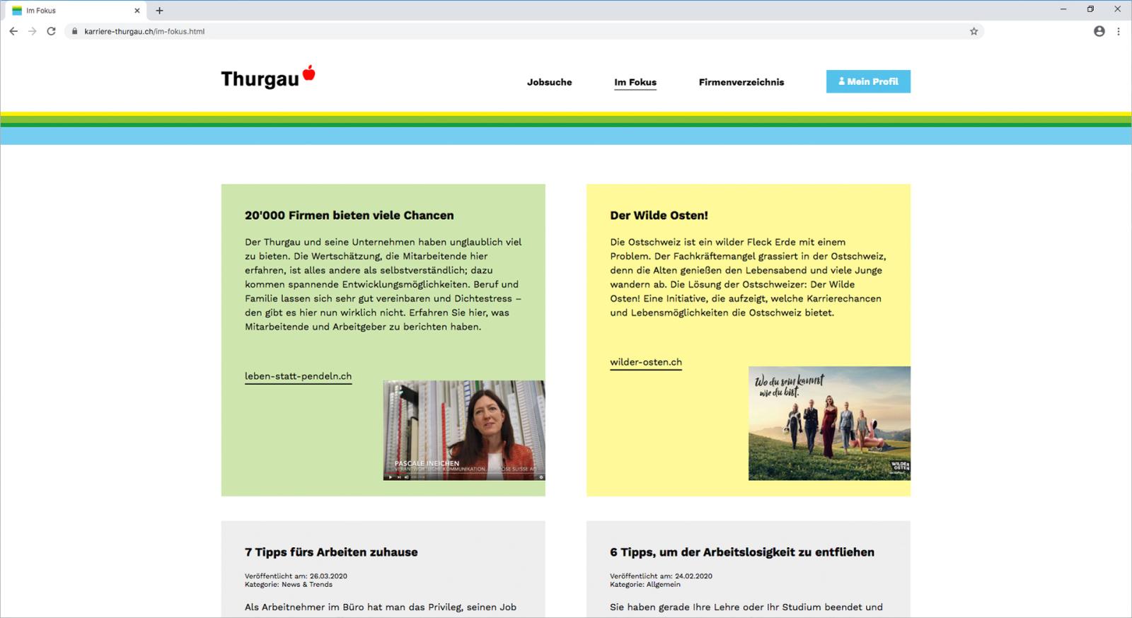 Erweiterung Jobplattform www.karriere-thurgau.ch