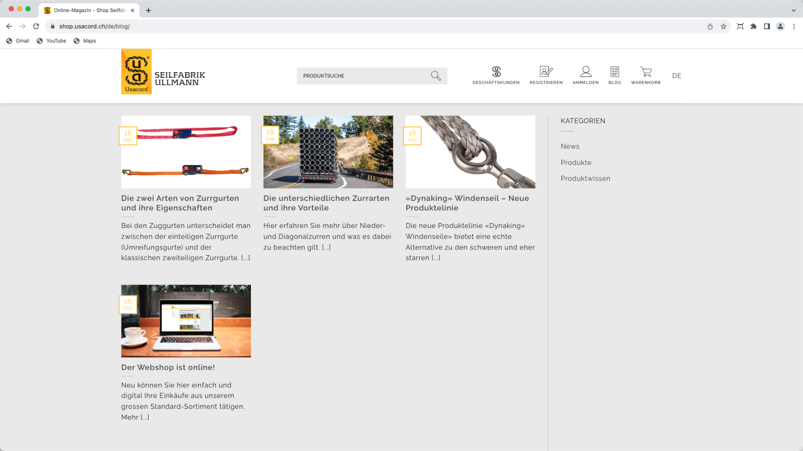 Online-Shop shop.usacord.ch