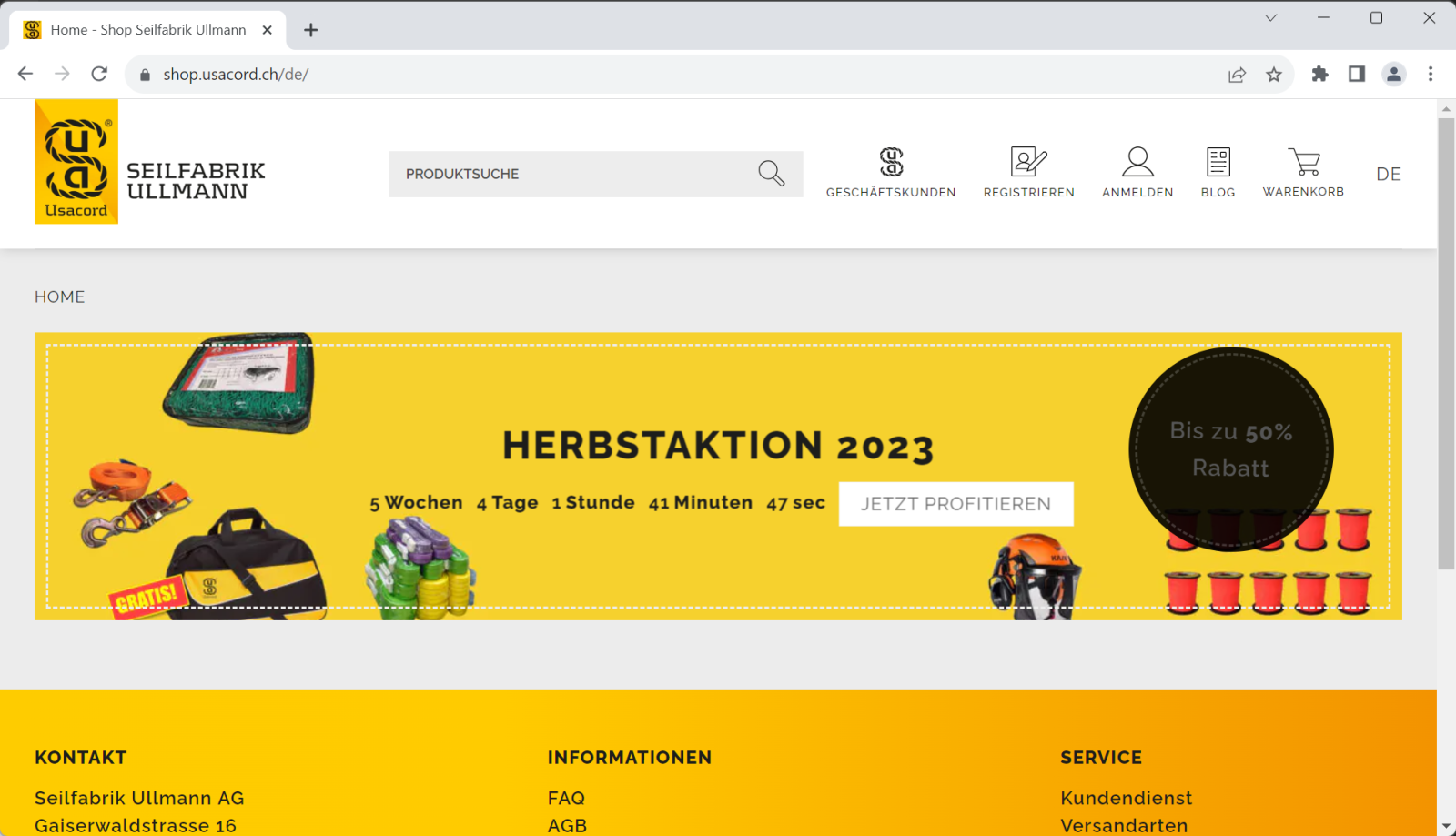 Online-Shop shop.usacord.ch