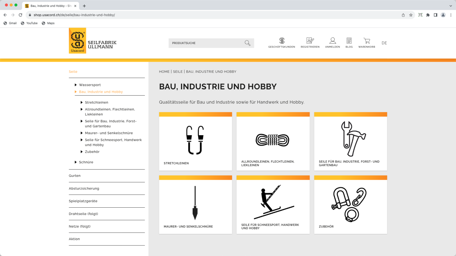 Online-Shop shop.usacord.ch